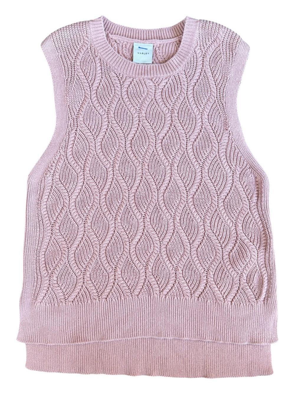 Varley Women's Teller Longline Knit Tank Misty Rose Size M Preppy Athleisure - Picture 1 of 7